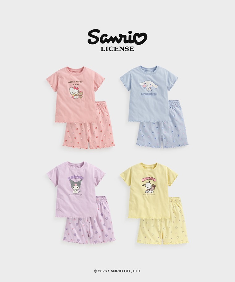 宅家舒適家居系列：童 · 三麗鷗純棉木耳邊家居套裝-01,童 · 三麗鷗純棉木耳邊家居套裝-02