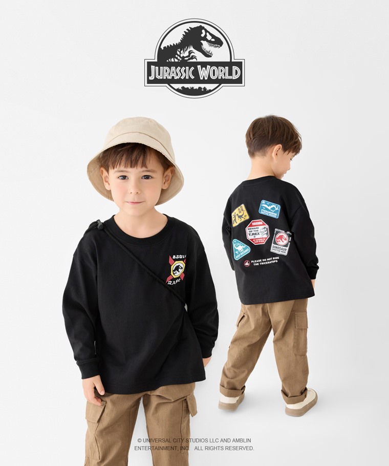 Jurassic World寬版長袖印花T恤-01-童