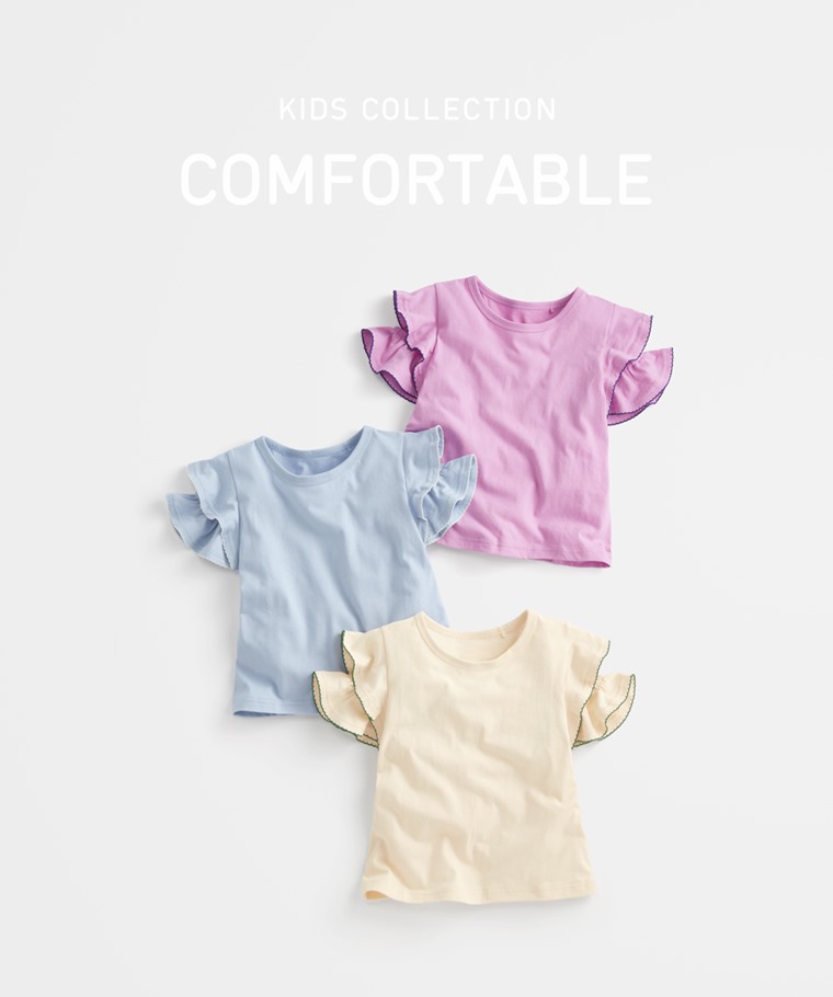 春夏童裝新品：童 · 純棉荷葉造型上衣