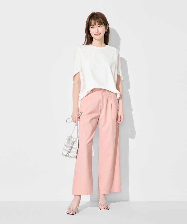 絲光棉五分袖寬版上衣-女