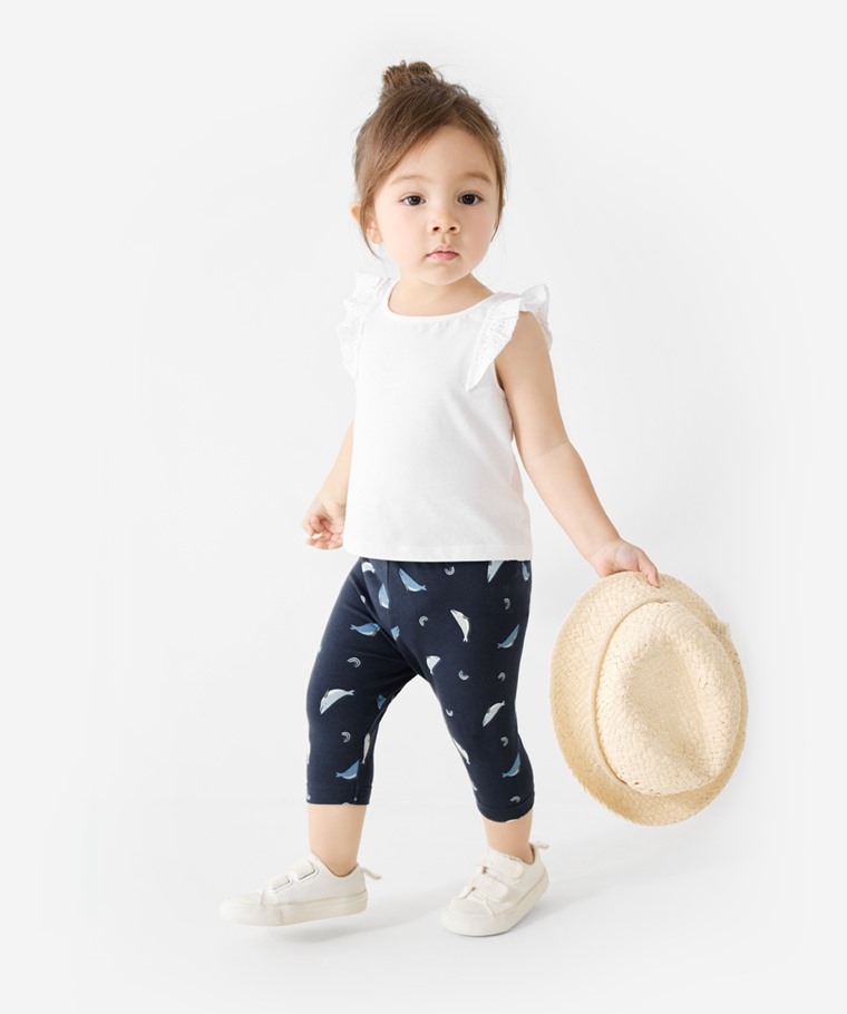 彈力印花七分內搭褲-Baby