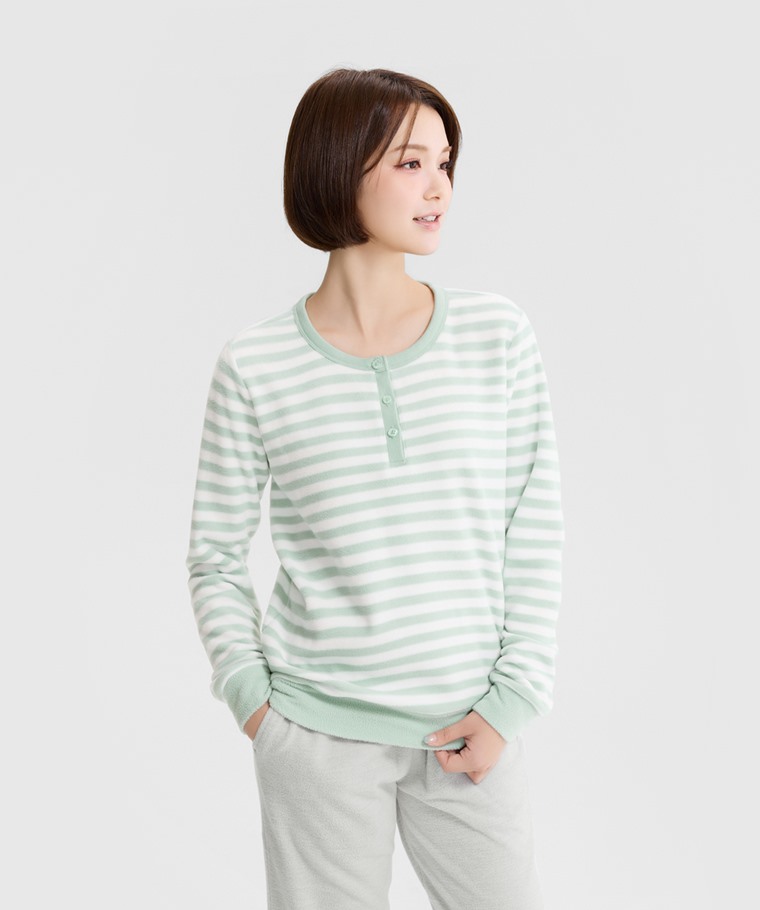 宅家舒適家居系列：女 · Fleece條紋家居套裝