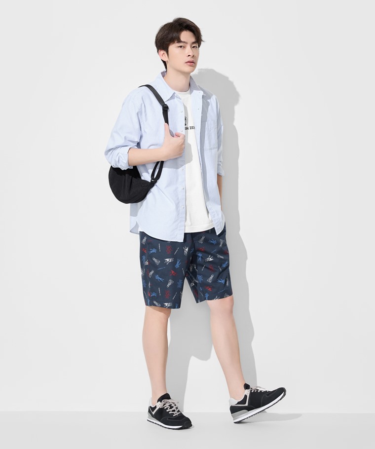 春夏男裝新品：男 · 超人力霸王印花輕便短褲,男 · 牛津條紋長袖襯衫,男 · 超人力霸王厚版印花T恤-01