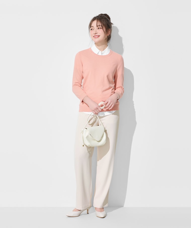 職場穿搭推薦：女 · 棉質七分袖針織衫,女 · 牛津短袖襯衫