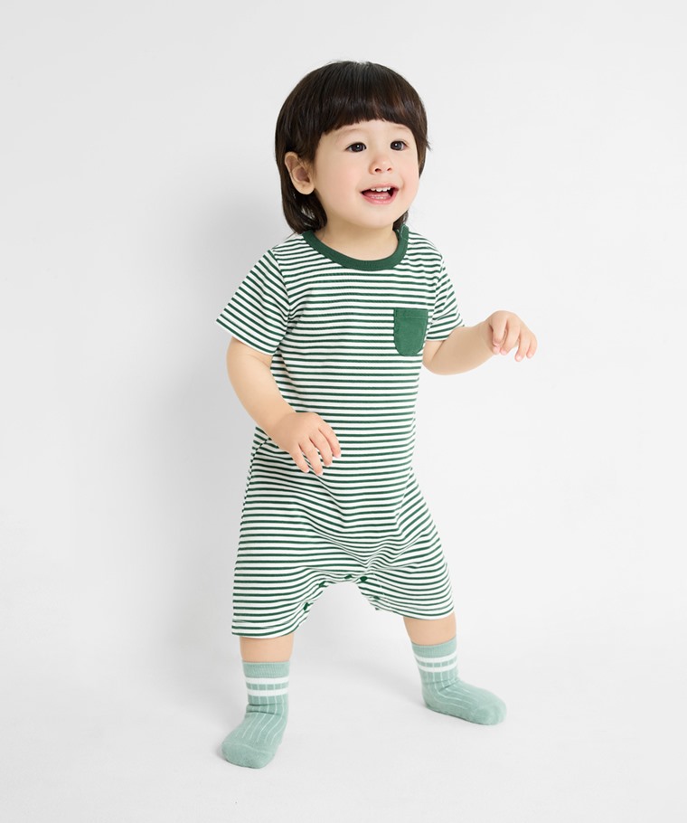 純棉口袋條紋連身衣-Baby