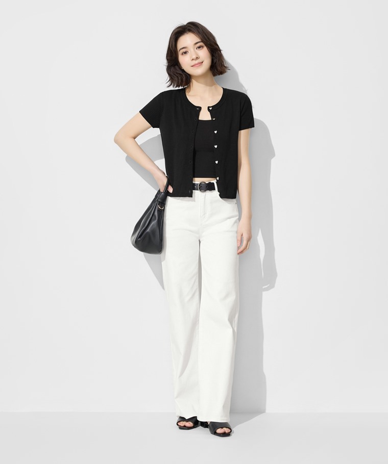 愛心釦短版透膚針織外套-女