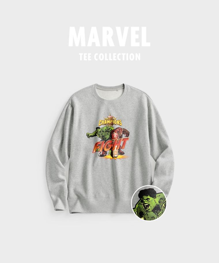 聯名系列T恤-MEN：男 · 漫威系列刷毛印花圓領衫-02