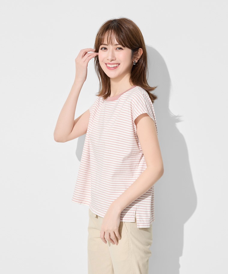 純棉寬版條紋上衣-女