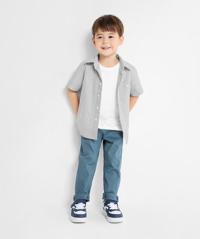 棉質彈性長褲-童