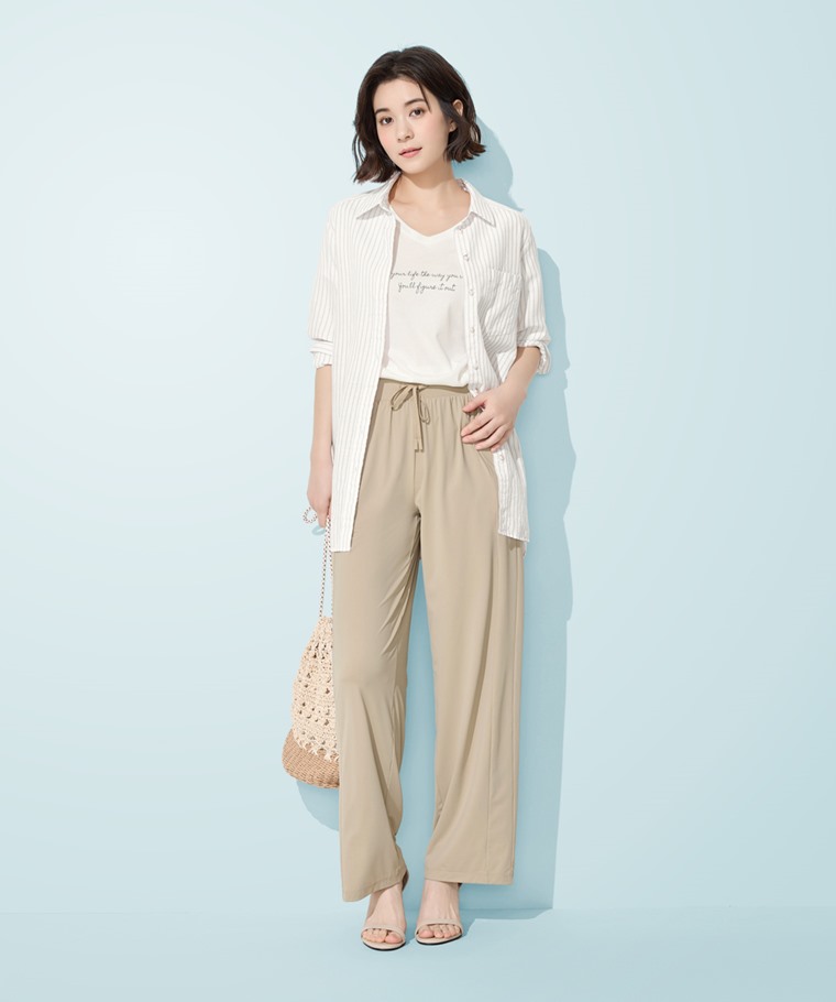 涼感輕薄寬褲-女