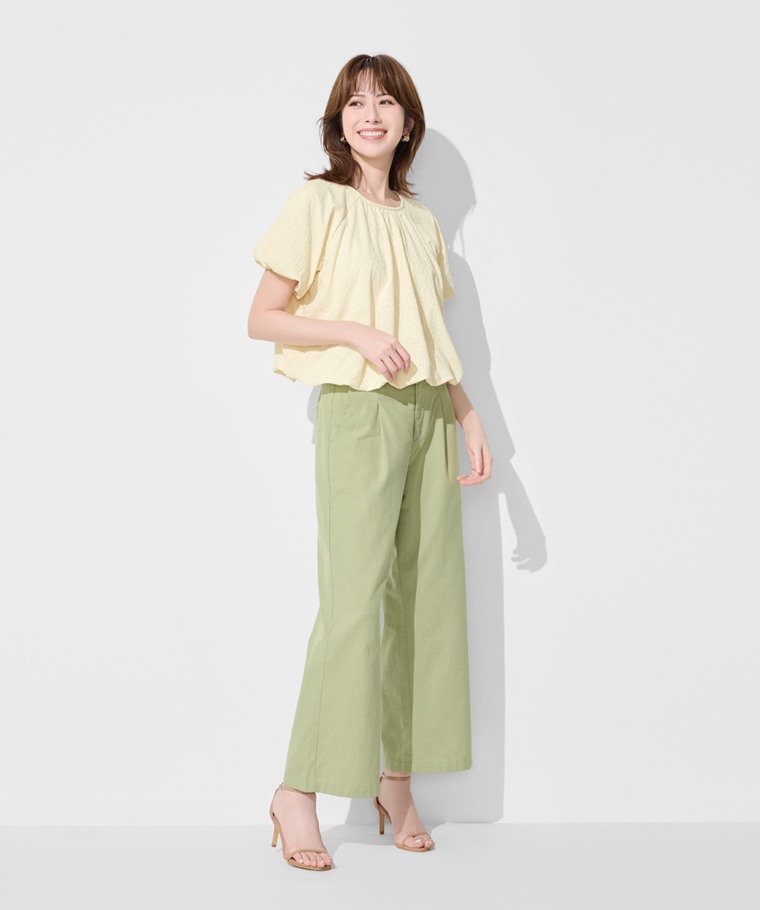 棉質花瓣蕾絲澎袖上衣-女