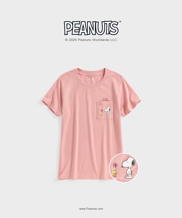 聯名系列T恤-WOMEN：女 · 史努比系列口袋印花T恤-09