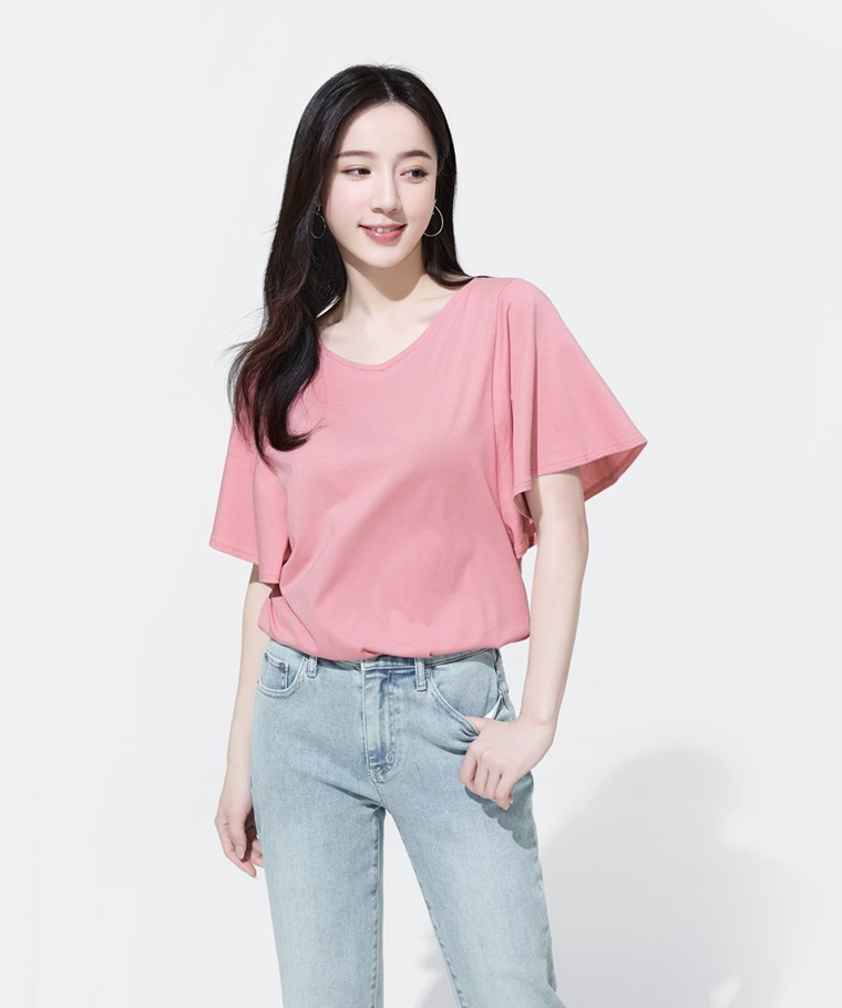 莫代爾荷葉袖上衣-女