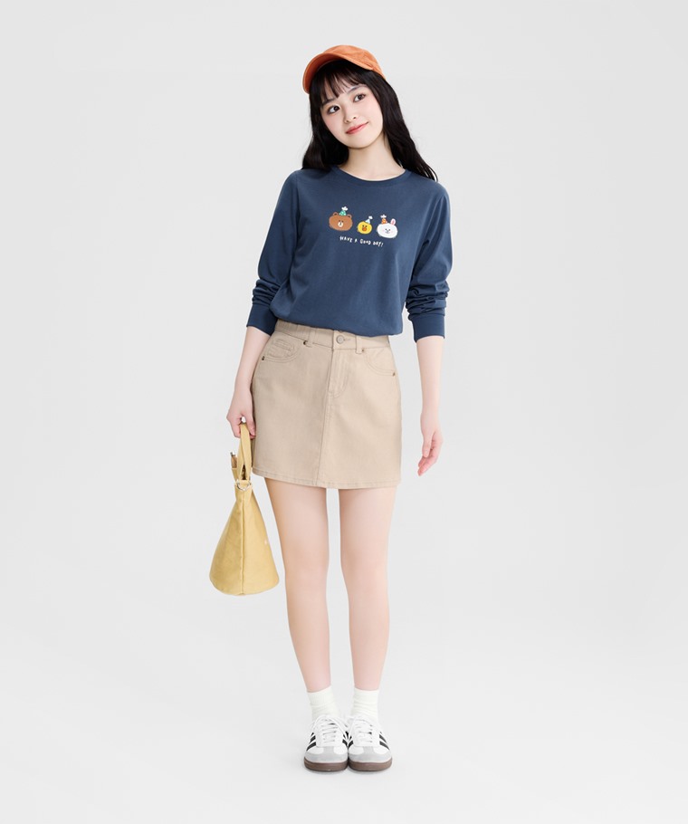 LINE FRIENDS長袖印花T恤-05-女