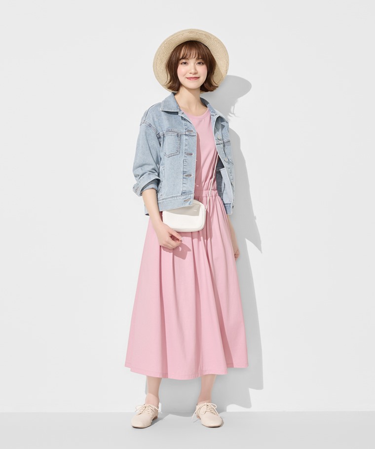 柔滑棉連袖收腰長洋裝-女