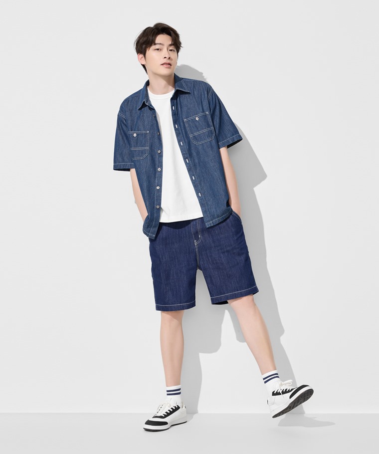 工裝牛仔短褲-男