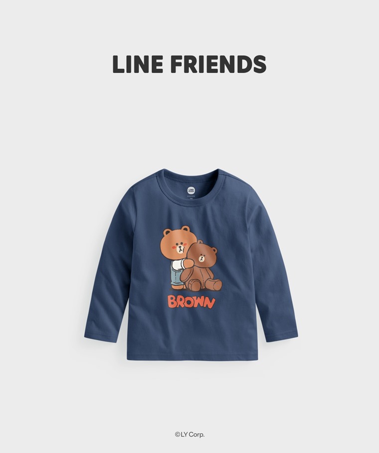聯名系列T恤-KIDS：童 · LINE FRIENDS長袖印花T恤-03