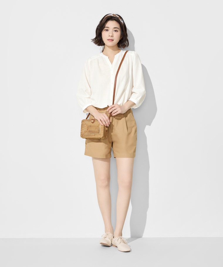 棉質休閒短褲-女