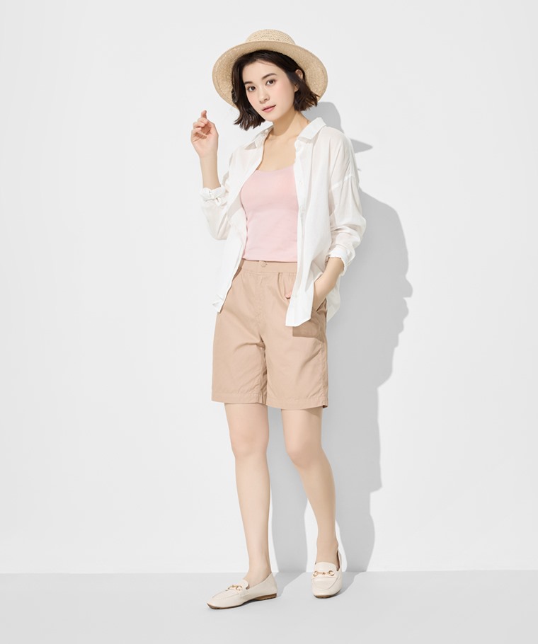 羅紋緊帶五分褲-女