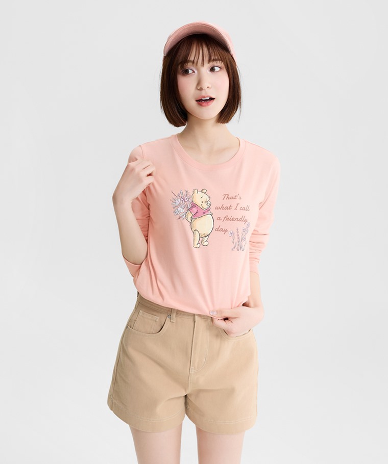 迪士尼系列長袖印花T恤-10-女