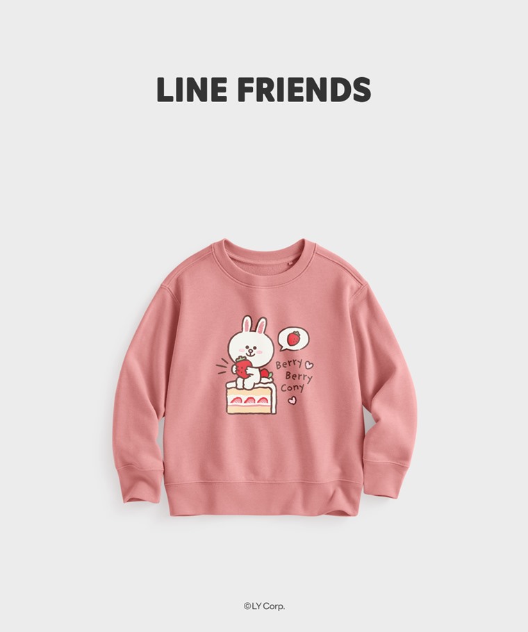 聯名系列T恤-KIDS：童 · LINE FRIENDS毛圈印花圓領衫-04
