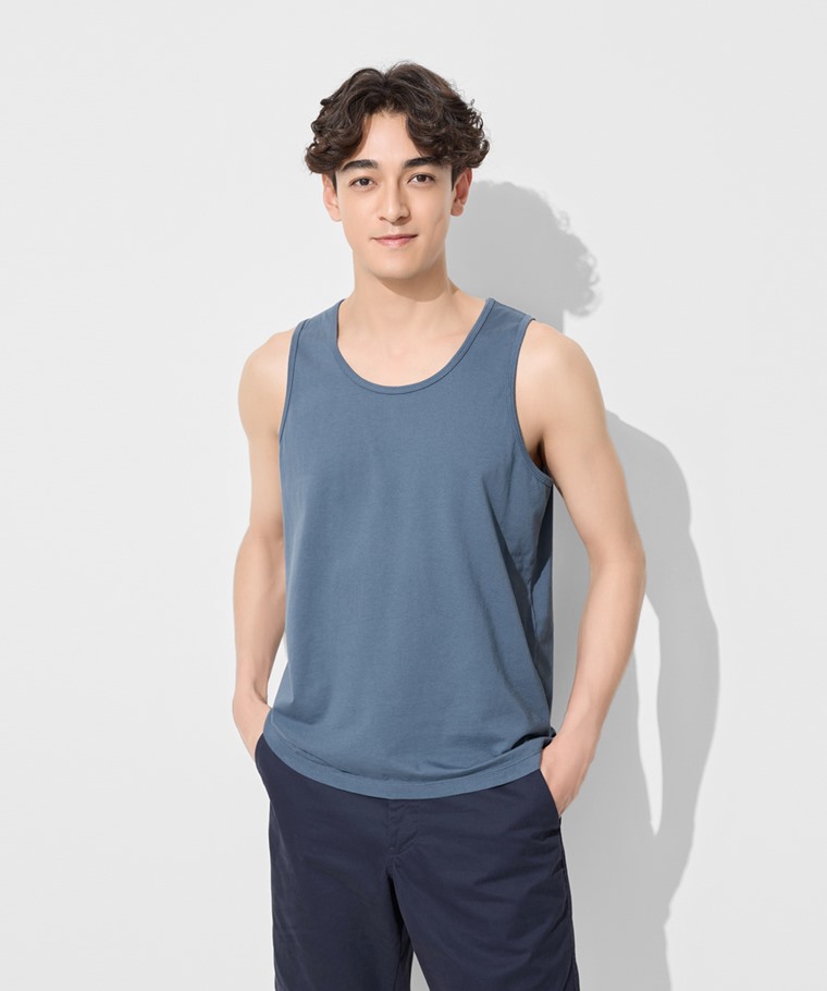 純棉圓領背心-男