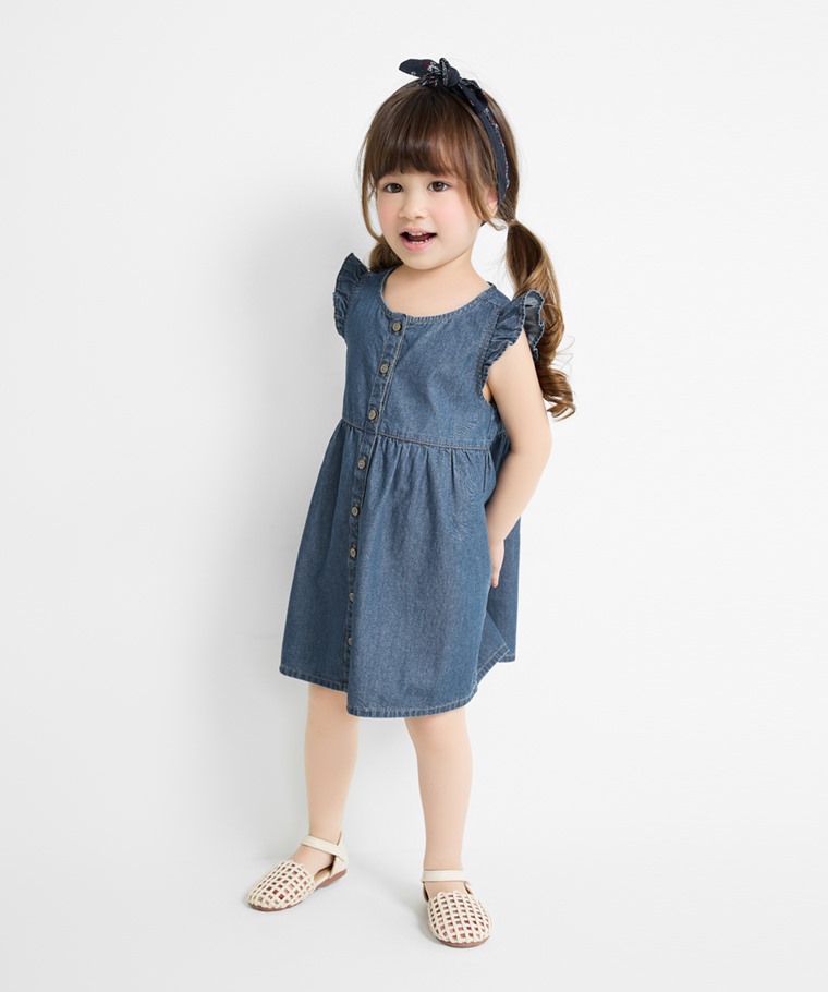 春夏童裝新品：童 · 牛仔荷葉袖洋裝