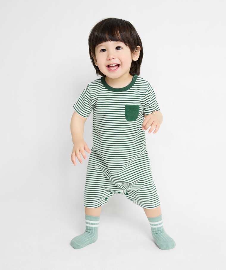 純棉口袋條紋連身衣-Baby