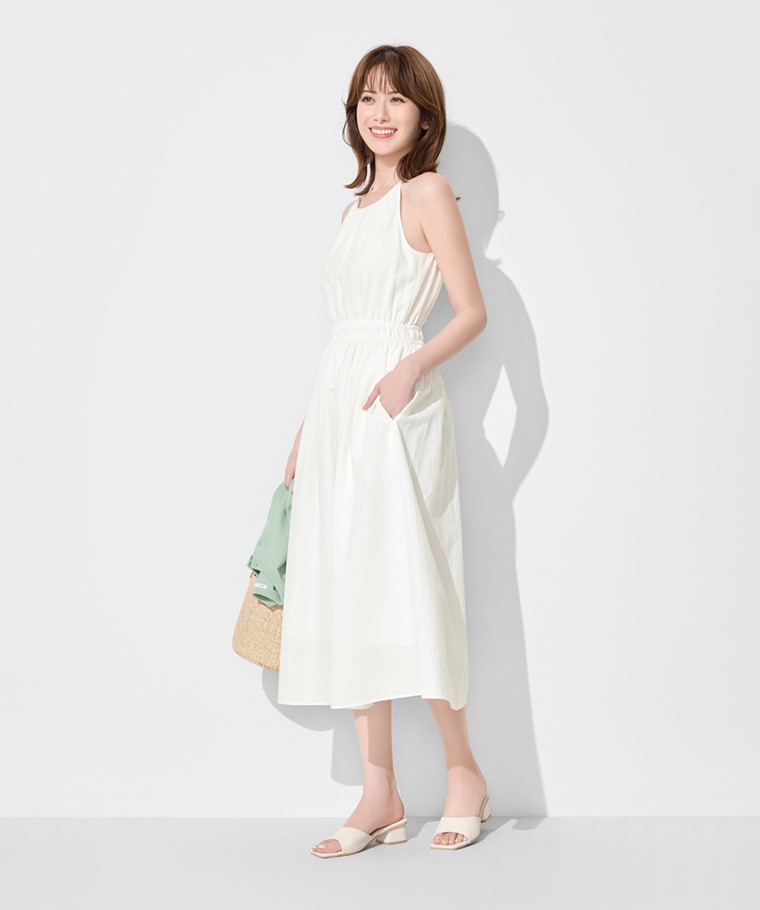 繞頸削肩洋裝-女