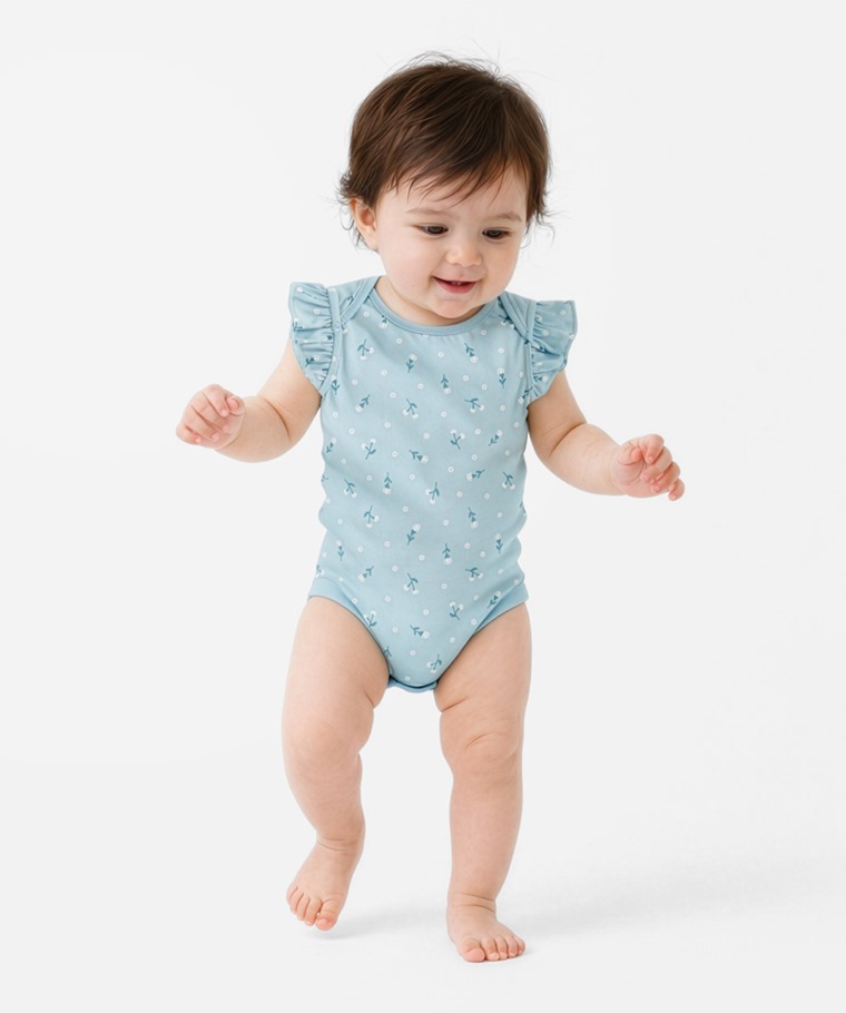春夏嬰幼兒新品：Baby · 純棉荷葉袖印花包臀衣