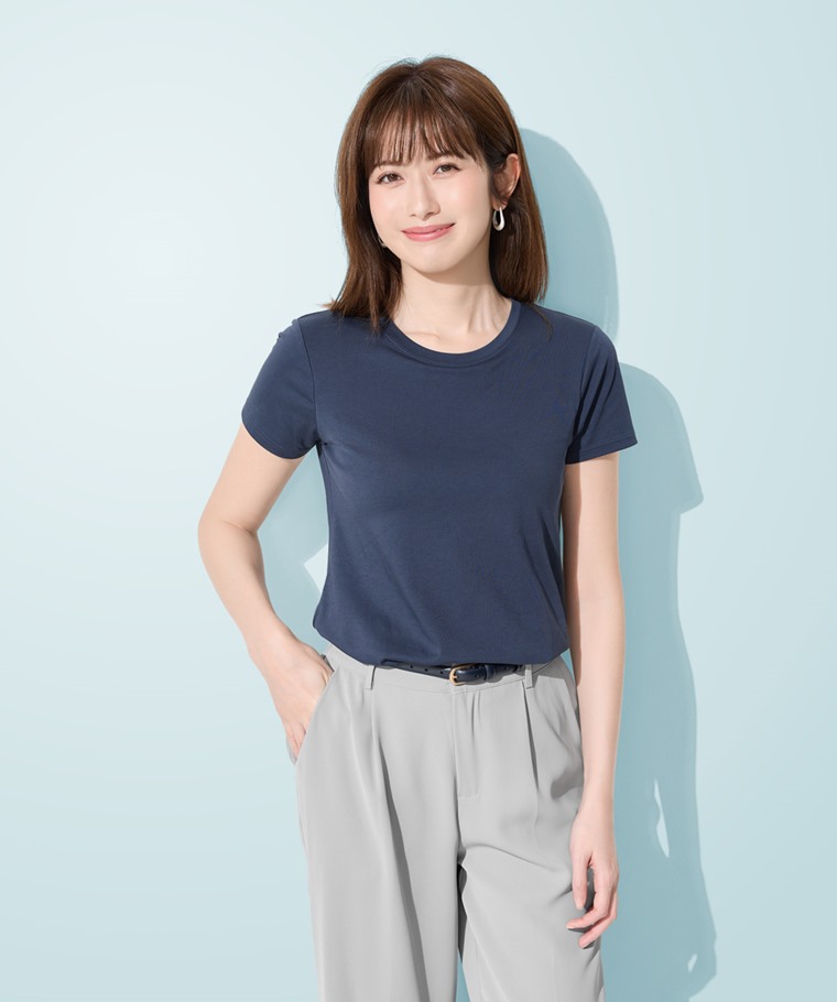 輕涼棉質Bra圓領寬襬T恤-女