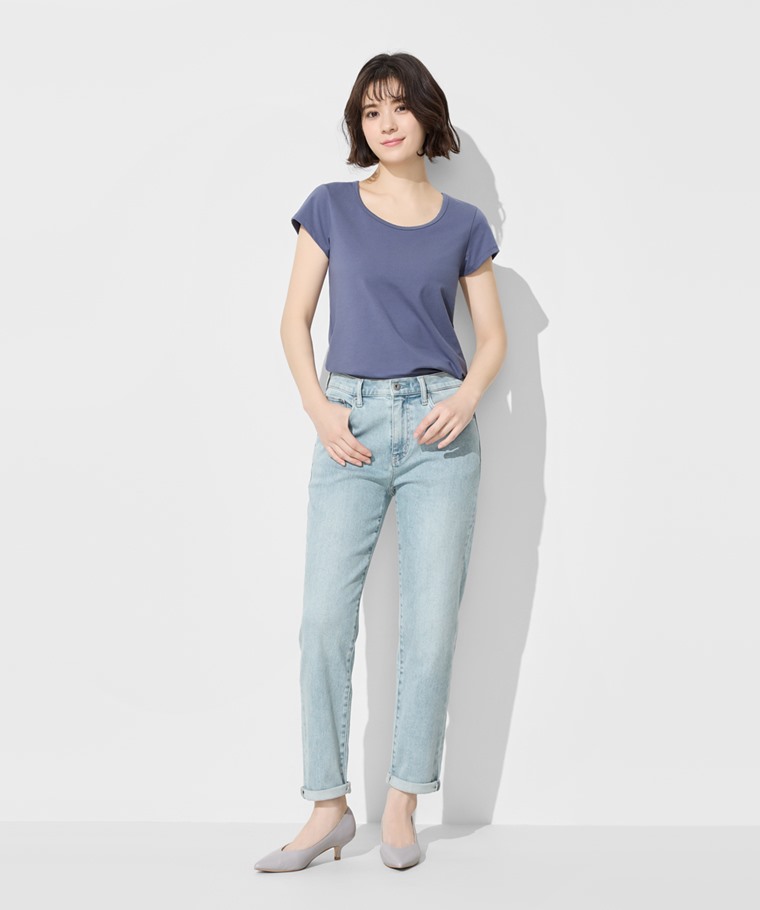 修身男友風九分牛仔褲-女