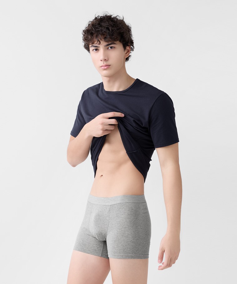 棉質中腰平口內褲-男