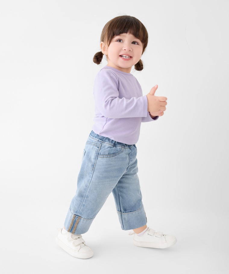 磨毛羅紋圓領長袖T恤-Baby