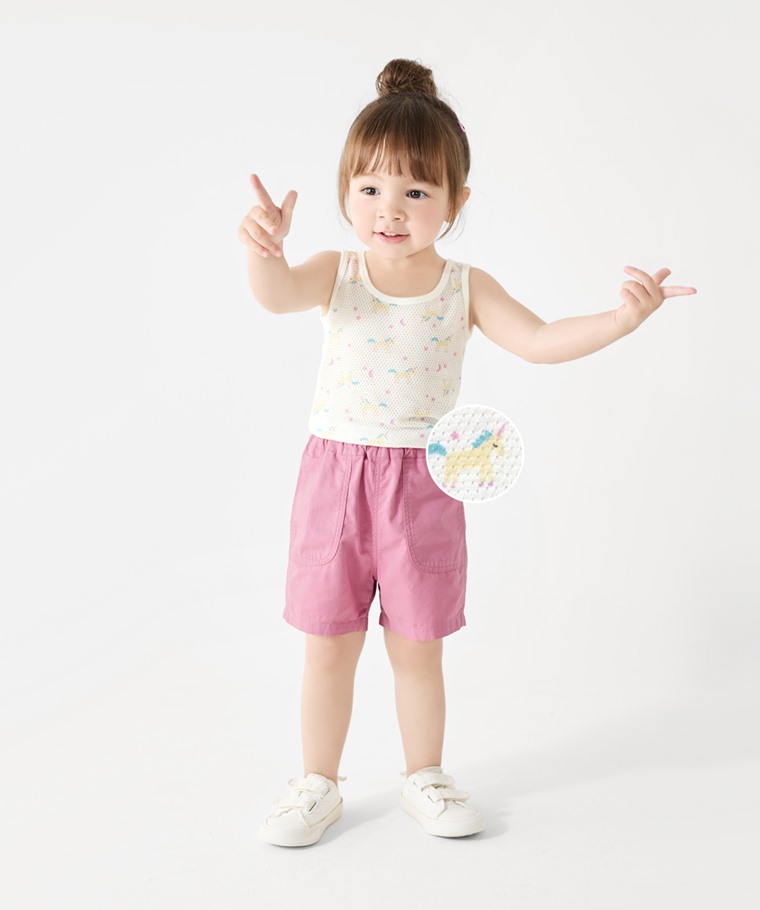 純棉網眼印花背心(2入)-Baby