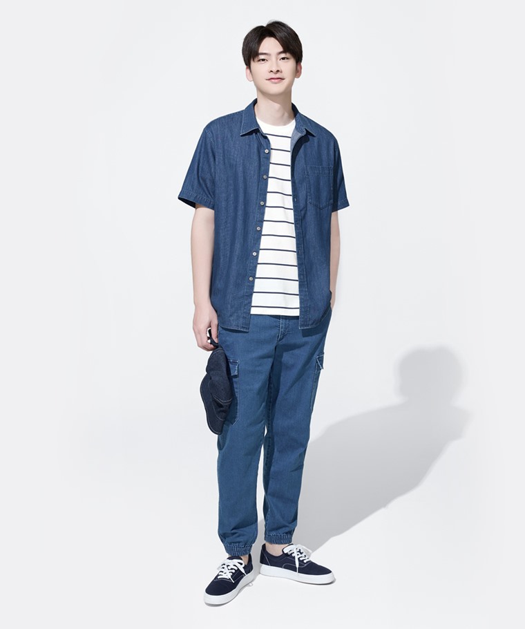 工裝牛仔束口褲-男