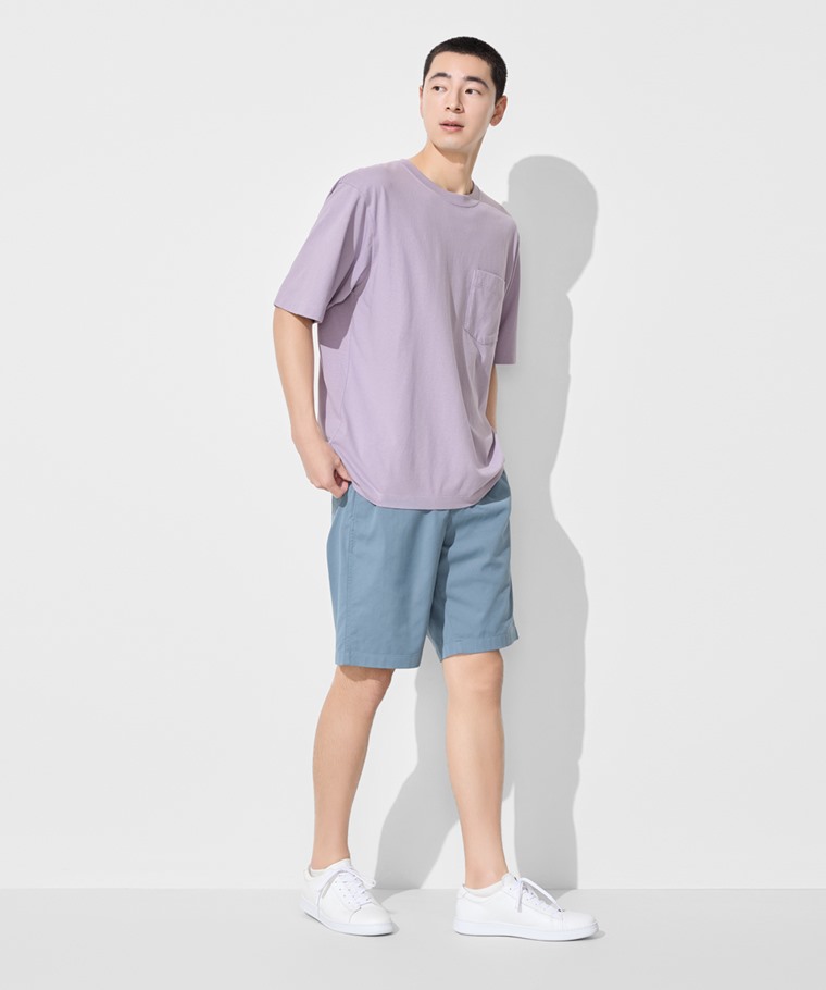 春夏男裝新品：男 · 快乾棉質輕便短褲,男 · 純棉厚寬版口袋五分袖T恤,男 · 素色踝襪(3入)