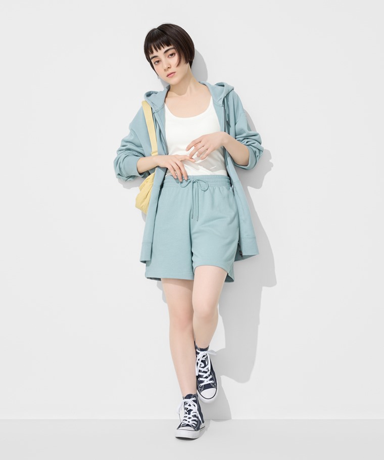 成套穿搭推薦：女 · 毛圈五分褲,女 · Bra羅紋中短版背心