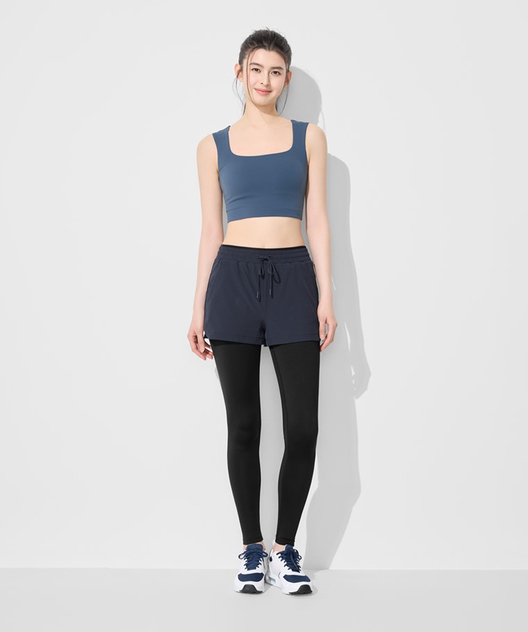 運動假兩件長褲-女