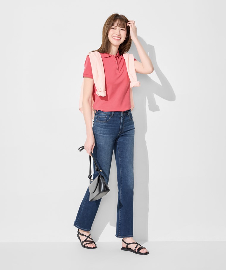 棉質網眼彈性polo衫-女