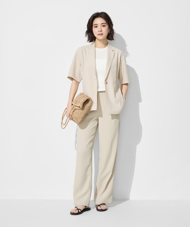 寬版短袖西裝外套-女