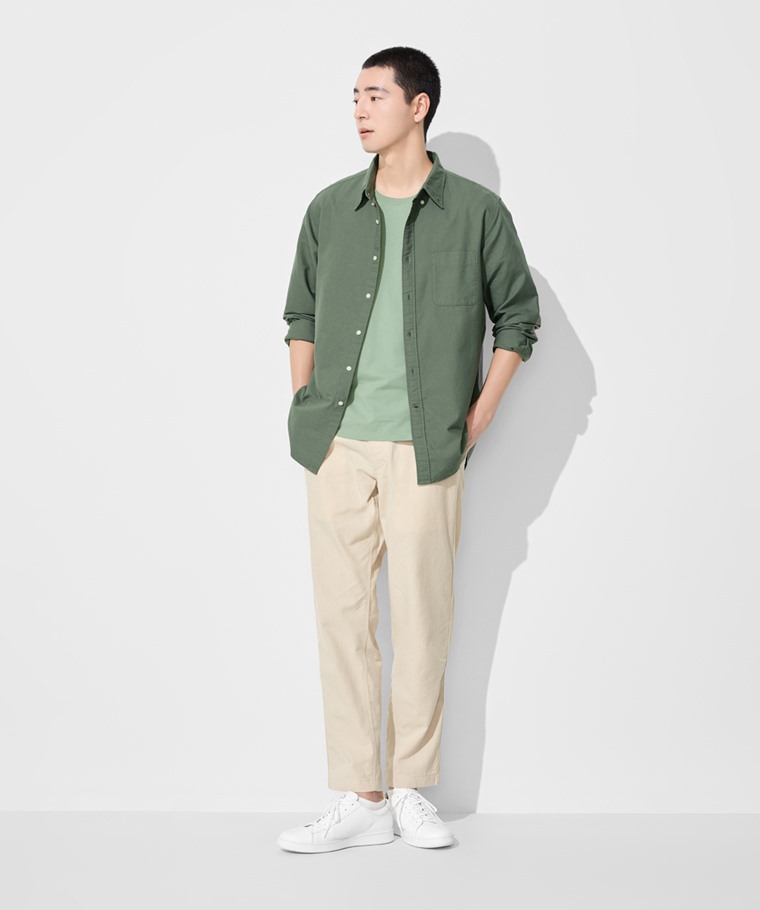 棉麻休閒長褲-男