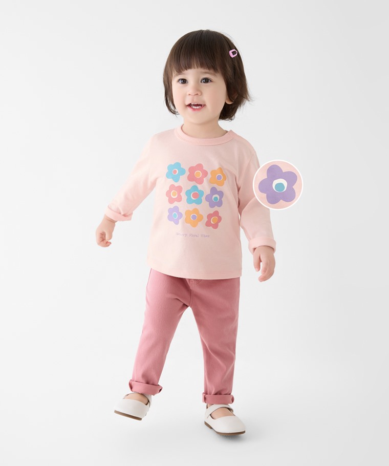 可愛小花長袖印花T恤-Baby