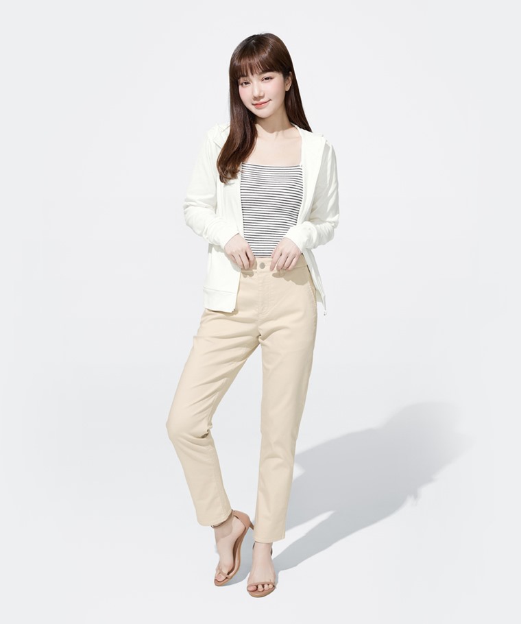 卡其修身直筒長褲-女