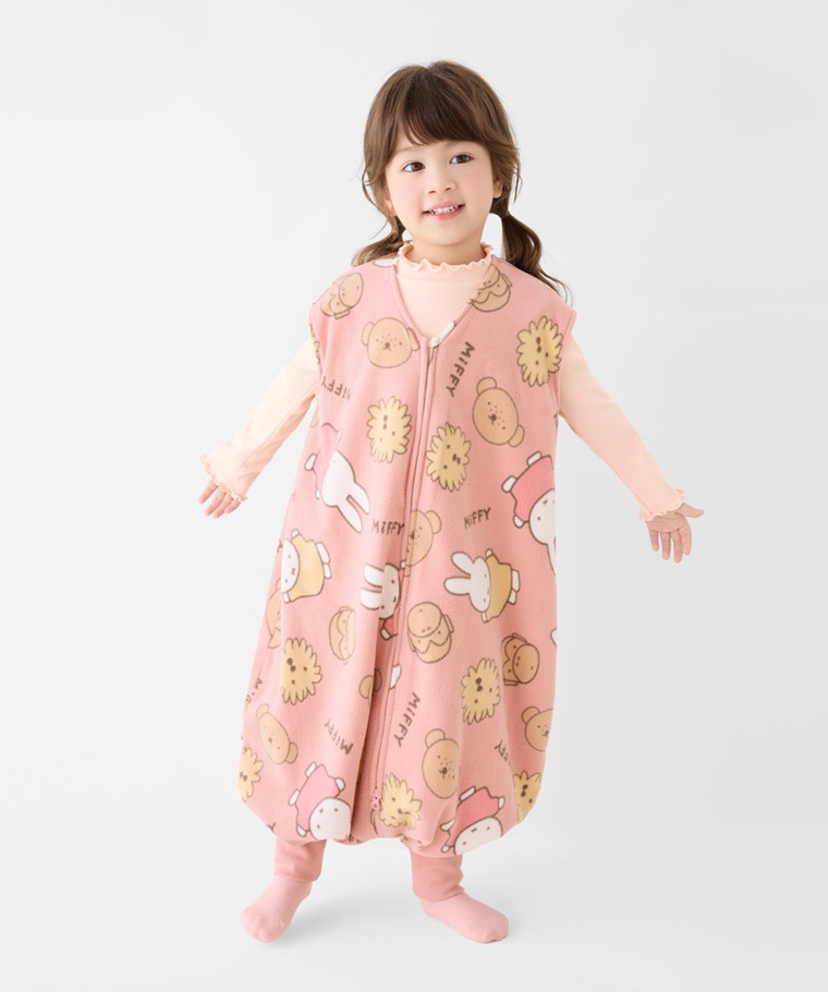 Miffy and Friends Fleece印花連身防踢背心-童 - 採用高品質YKK拉鍊，搭配門襟擋片設計，預防摩擦保護肌膚。
