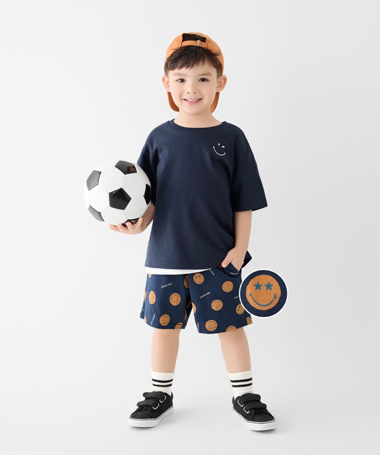 SmileyWorld®竹節棉印花口袋短褲-童