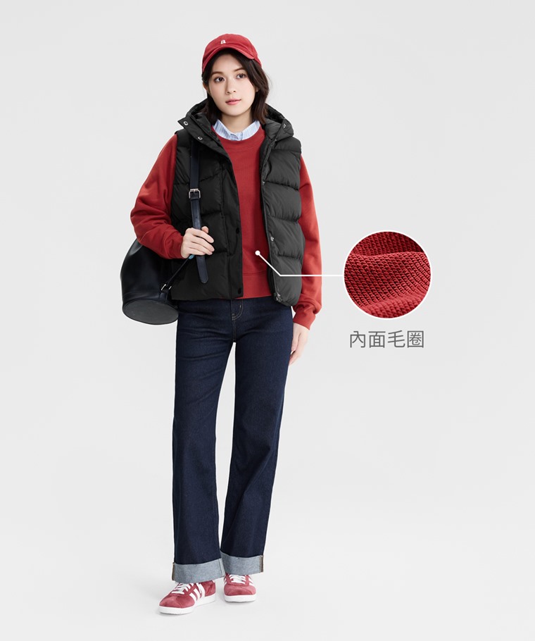 毛圈寬版休閒圓領衫-女