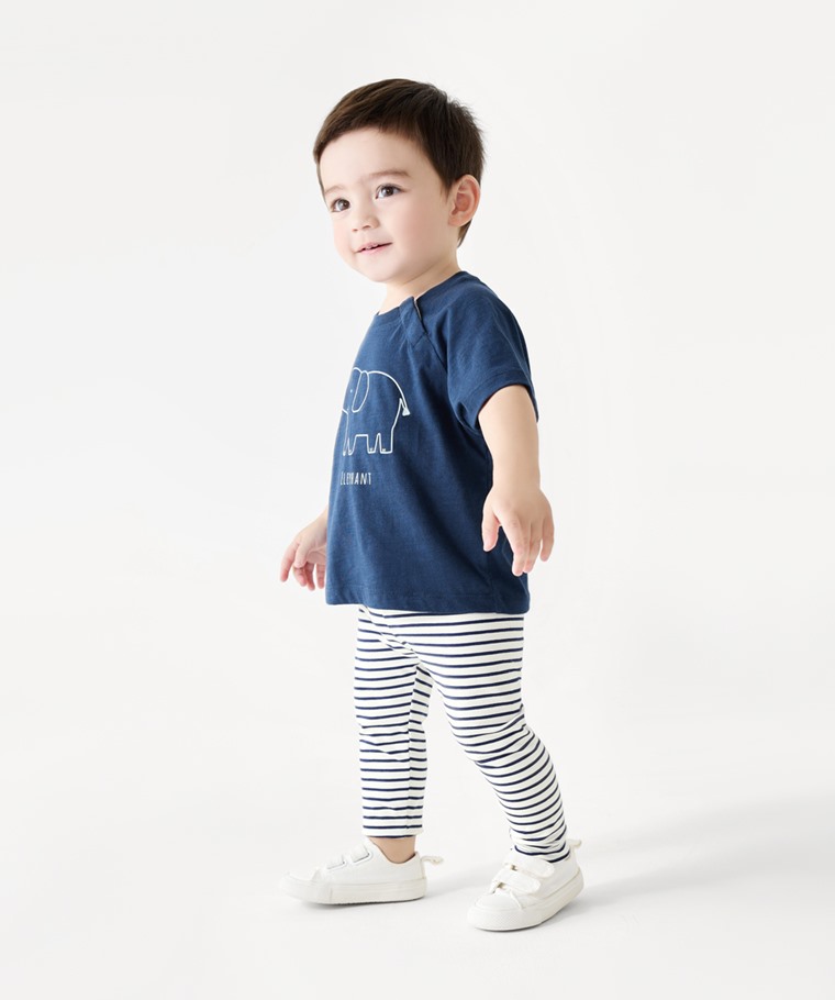 彈力條紋九分內搭褲-Baby