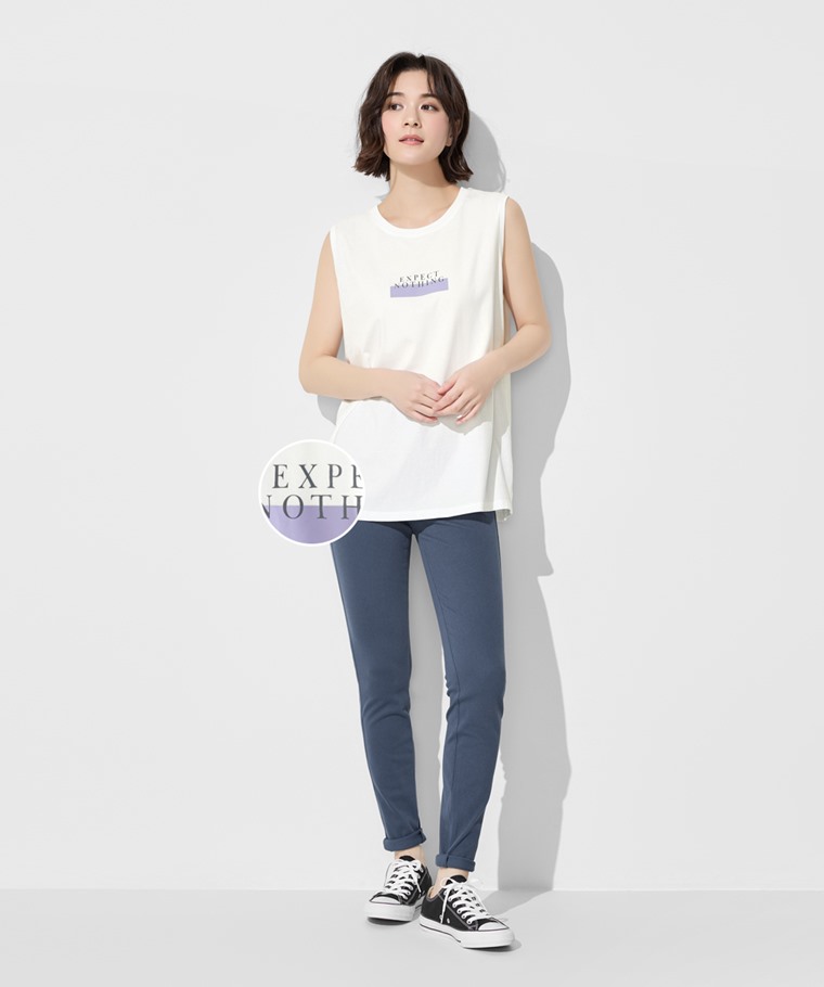 純棉文字印花背心-女