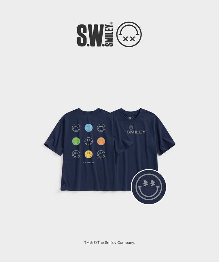 聯名系列T恤-MEN：男 · S.W.SMILEY®寬版印花T恤-09